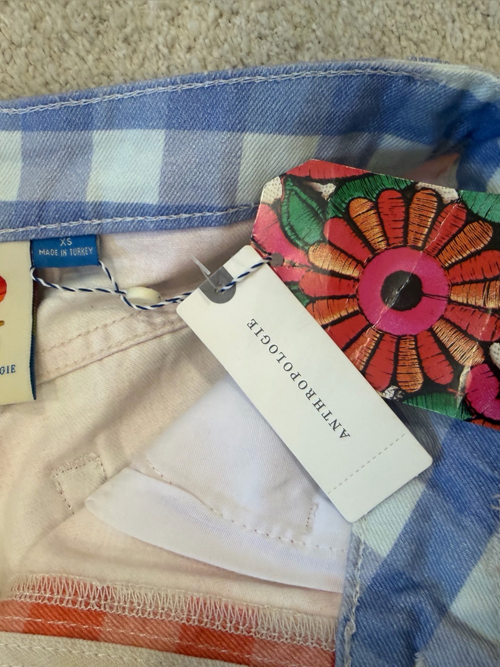 FARM RIO Anthropologie Gingham High Waist Denim Shorts NWT Sz XS - Picture 5 of 9